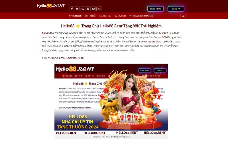 Giới thiệu và đánh giá nhà cái Hello88 2024